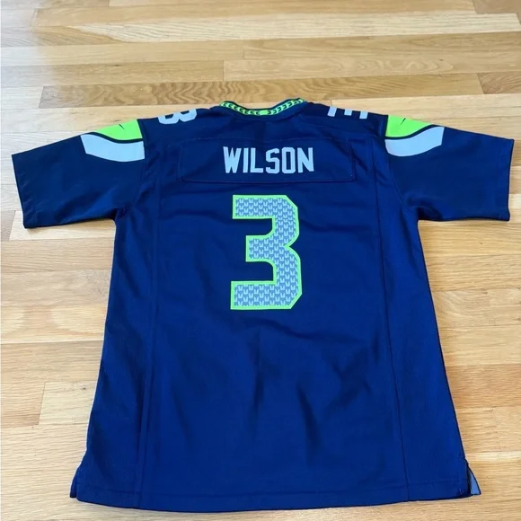 Navy Russell Wilson Seattle Seahawks Nike jersey Youth large NFL Seahawks - Picture 6 of 10